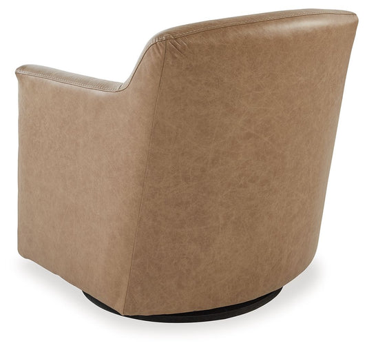 Bradney - Swivel Accent Chair - Leather Match - Tumbleweed