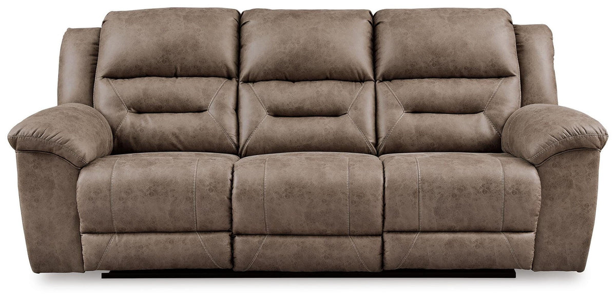 Stoneland - Reclining Sofa - Fossil - Faux Leather
