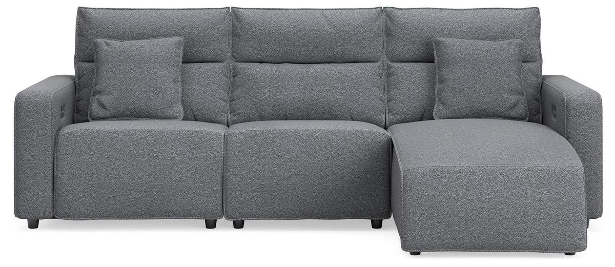 Modmax II - 3-Piece Power Reclining Sofa With RAF Press Back Power Chaise - Salt And Pepper - Next-Gen Nuvella