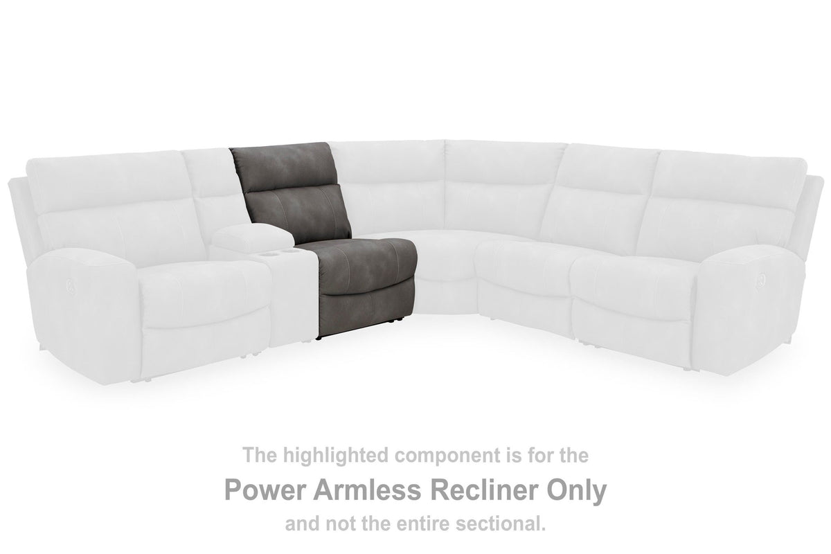 Next-Gen Durapella - Power Armless Recliner With Adj Headrest - Slate - Faux Leather