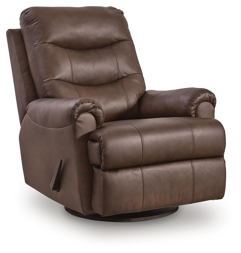 Flynwood - Swivel Glider Recliner - Espresso - Leather Match
