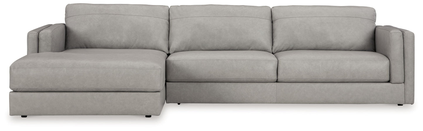 Amiata - 2-Piece Sectional With Laf Corner Chaise - Leather Match - Glacier