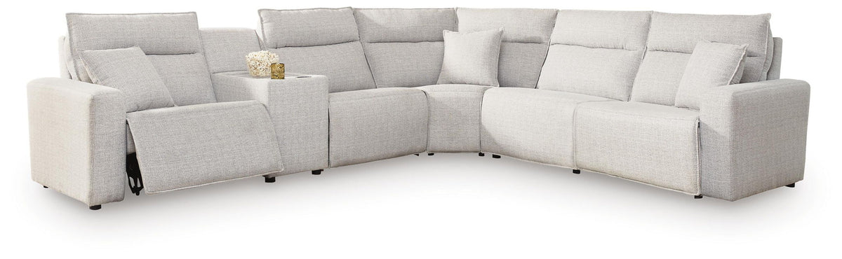 Modmax II - 6-Piece Power Reclining Sectional With Console - Stone - Next-Gen Nuvella