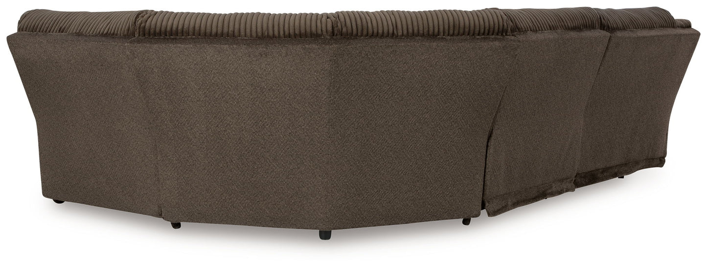 Top Tier - 5-Piece Reclining Sectional - Fabric - Chocolate