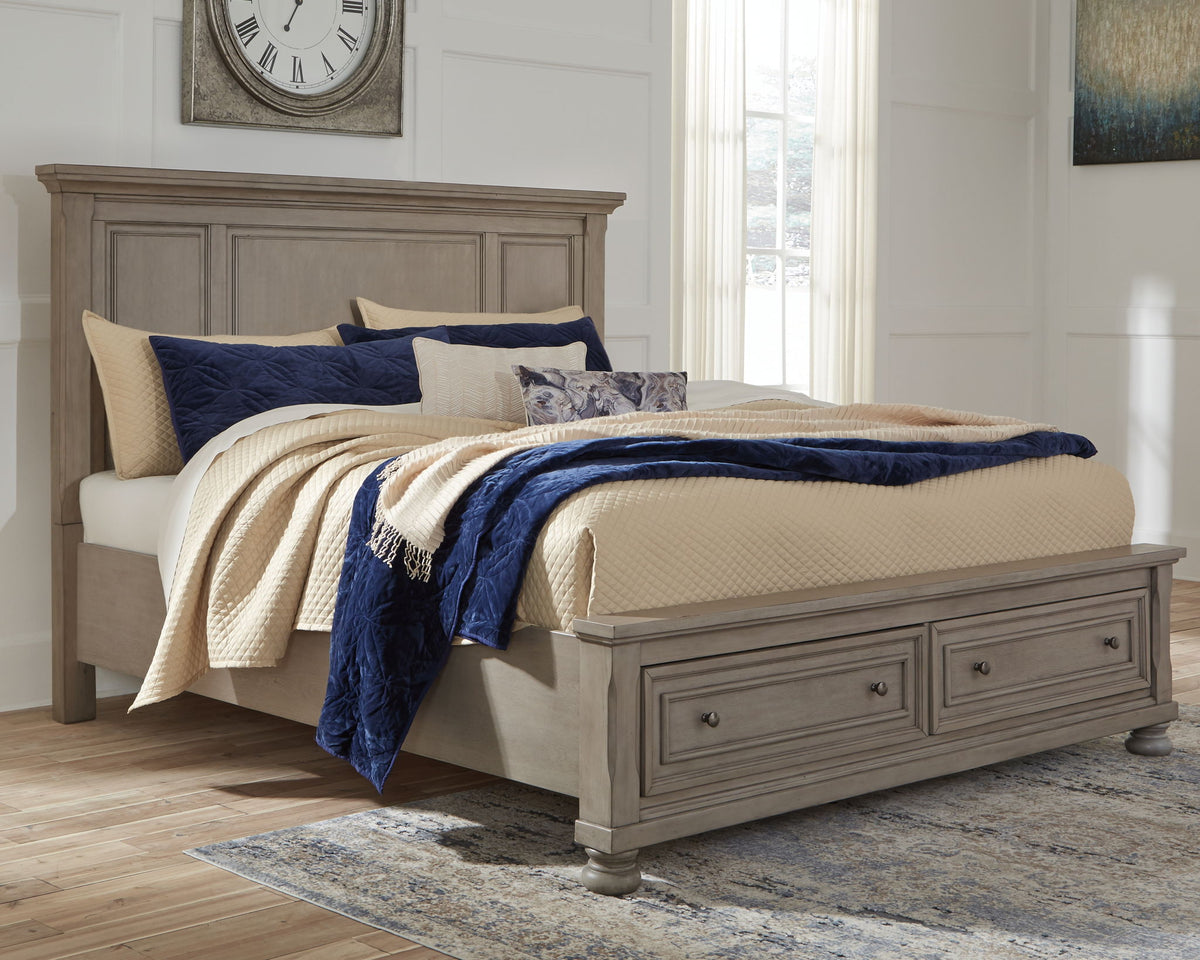 Lettner - Queen Panel Storage Bed - Light Gray