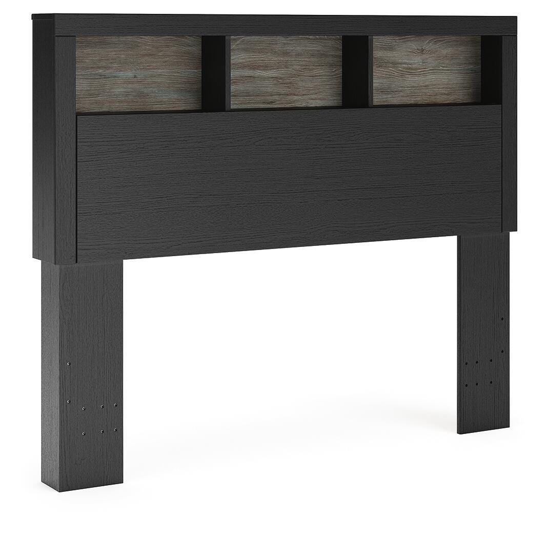 Broachmyn - Full Bookcase Headboard - Black / Gray - Wood