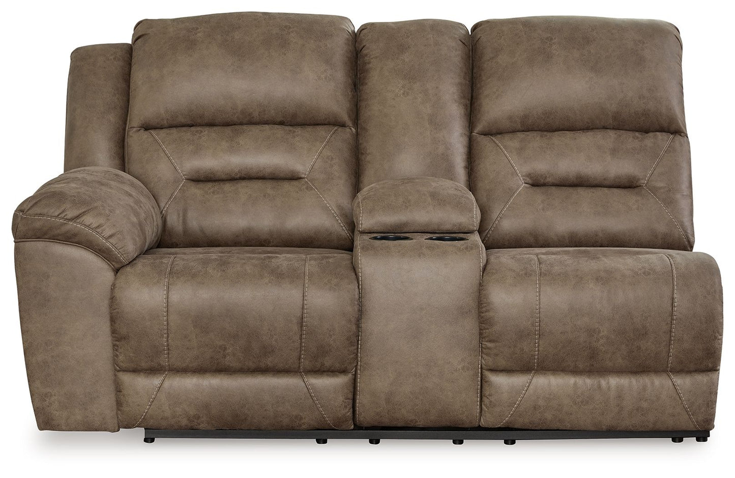 Ravenel - Laf Dbl Reclining Power Loveseat With Console - Faux Leather - Fossil