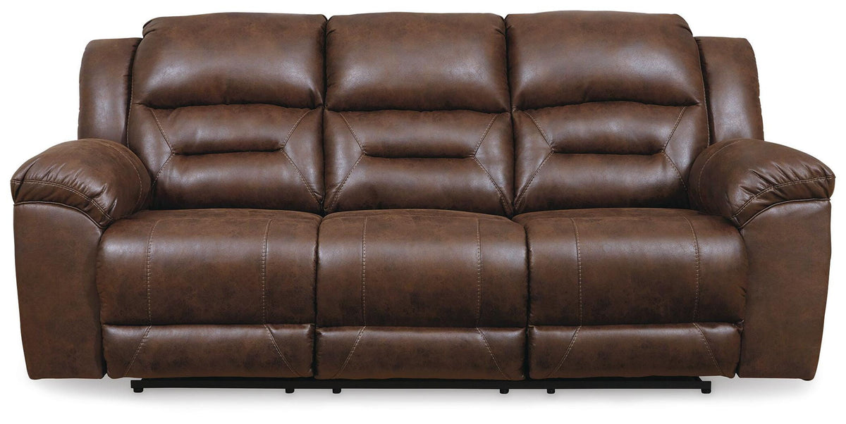 Stoneland - Reclining Power Sofa - Chocolate - Faux Leather