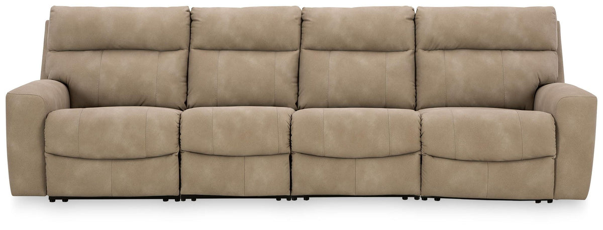 Next-Gen Durapella - 4-Piece Power Reclining Sectional With 2 Power Armless Recliners - Sand - Faux Leather