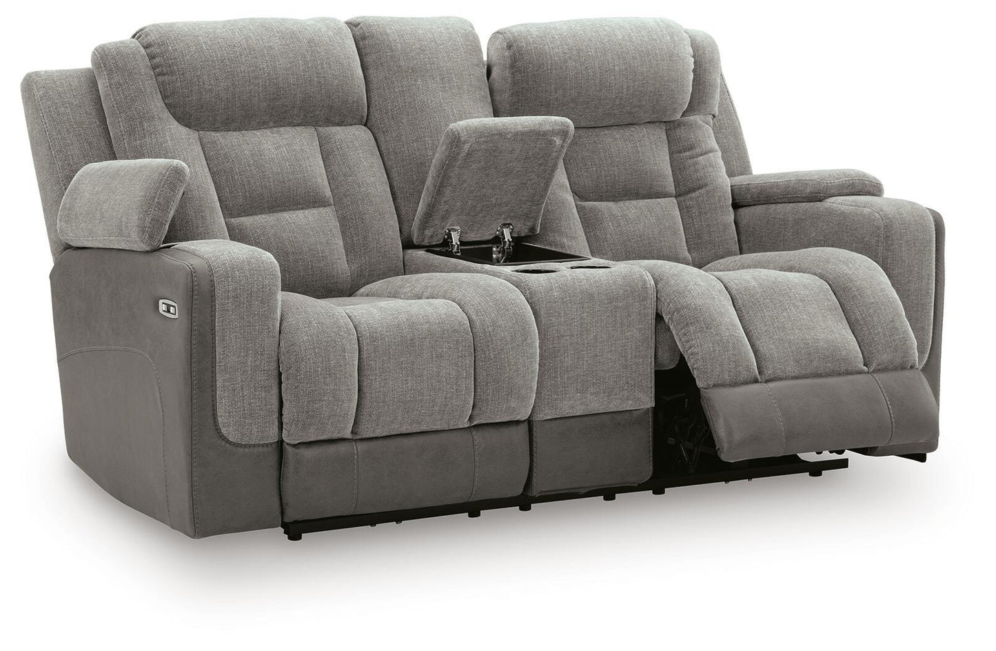 Mixed Motion - Power Reclining Loveseat With Console / Adjustable Headrest - Shadow