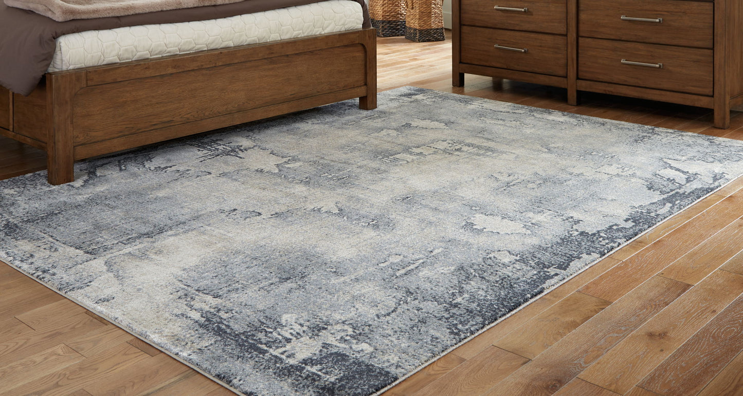 Langrich - 5' x 7' Rug - Blue / Gray / Cream