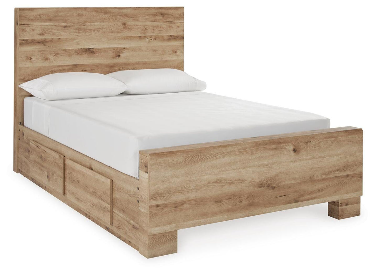 Hyanna - Full Panel Bed With 1 Side Storage - Tan Brown - Wood