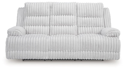 Rhines Falls - Reclining Power Sofa With Drop Down Table - Alloy