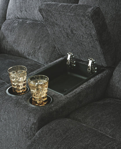 Draycoll - Dbl Reclining Loveseat W/Console - Fabric - Slate