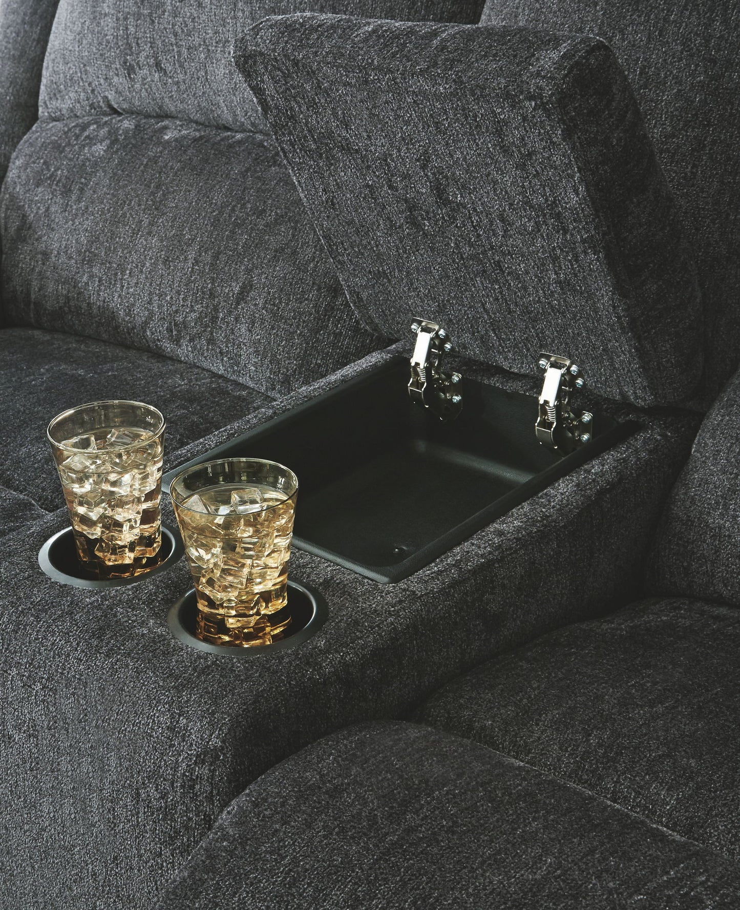 Draycoll - Dbl Reclining Power Loveseat W/Console - Fabric - Slate
