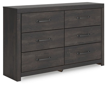 Hollivern - Six Drawer Dresser - Dark Gray