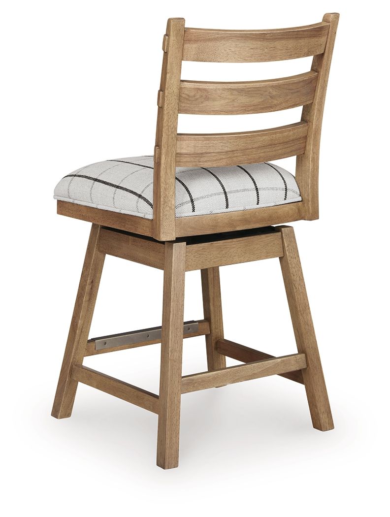 Ridgester - Upholstered Swivel Barstool (Set of 2) - Light Brown