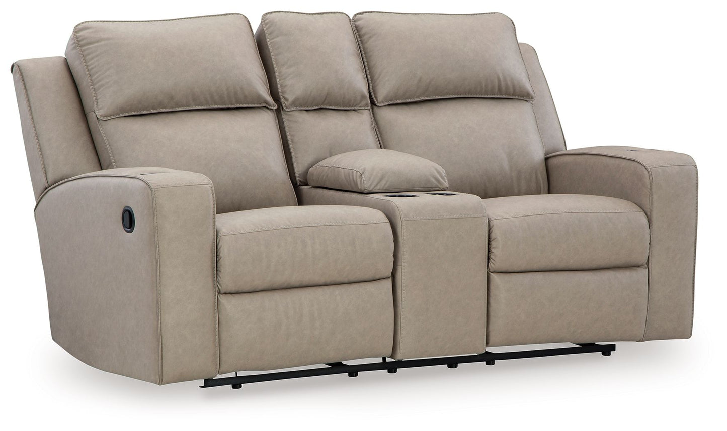 Lavenhorne - Dbl Reclining Loveseat W/Console - Faux Leather - Pebble