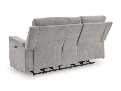 Barnsana - Dbl Power Reclining Loveseat with Console - Fabric - Ash