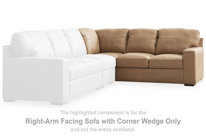Bandon - Raf Sofa With Corner Wedge - Leather Match - Toffee