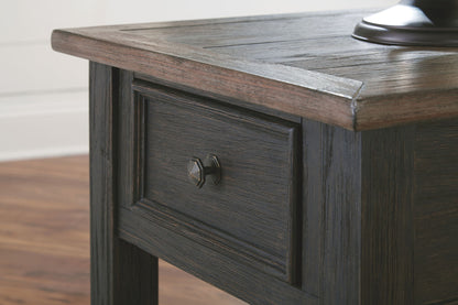 Tyler Creek - Rectangular End Table - Grayish Brown / Black