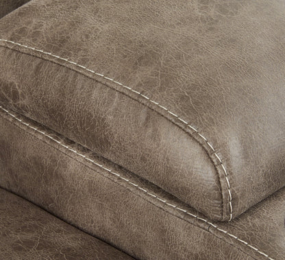 Ravenel - 4-Piece Power Reclining Sectional With Laf Power Reclining Loveseat With Console - Faux Leather - Fossil