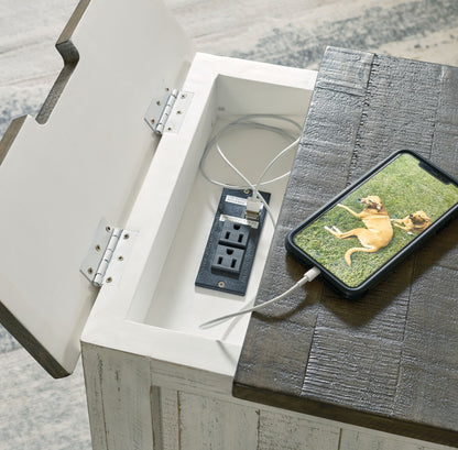 Havalance - Chair Side End Table - White / Gray