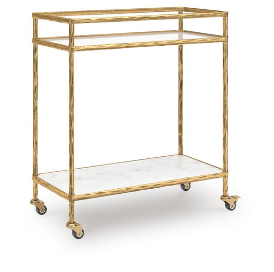 Plattfield - Bar Cart - Antique Gold Finish