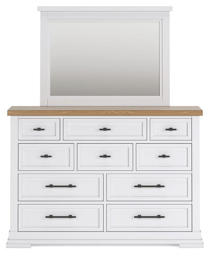 Ashbryn - Dresser And Mirror - White / Natural