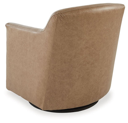 Bradney - Swivel Accent Chair - Leather Match - Tumbleweed
