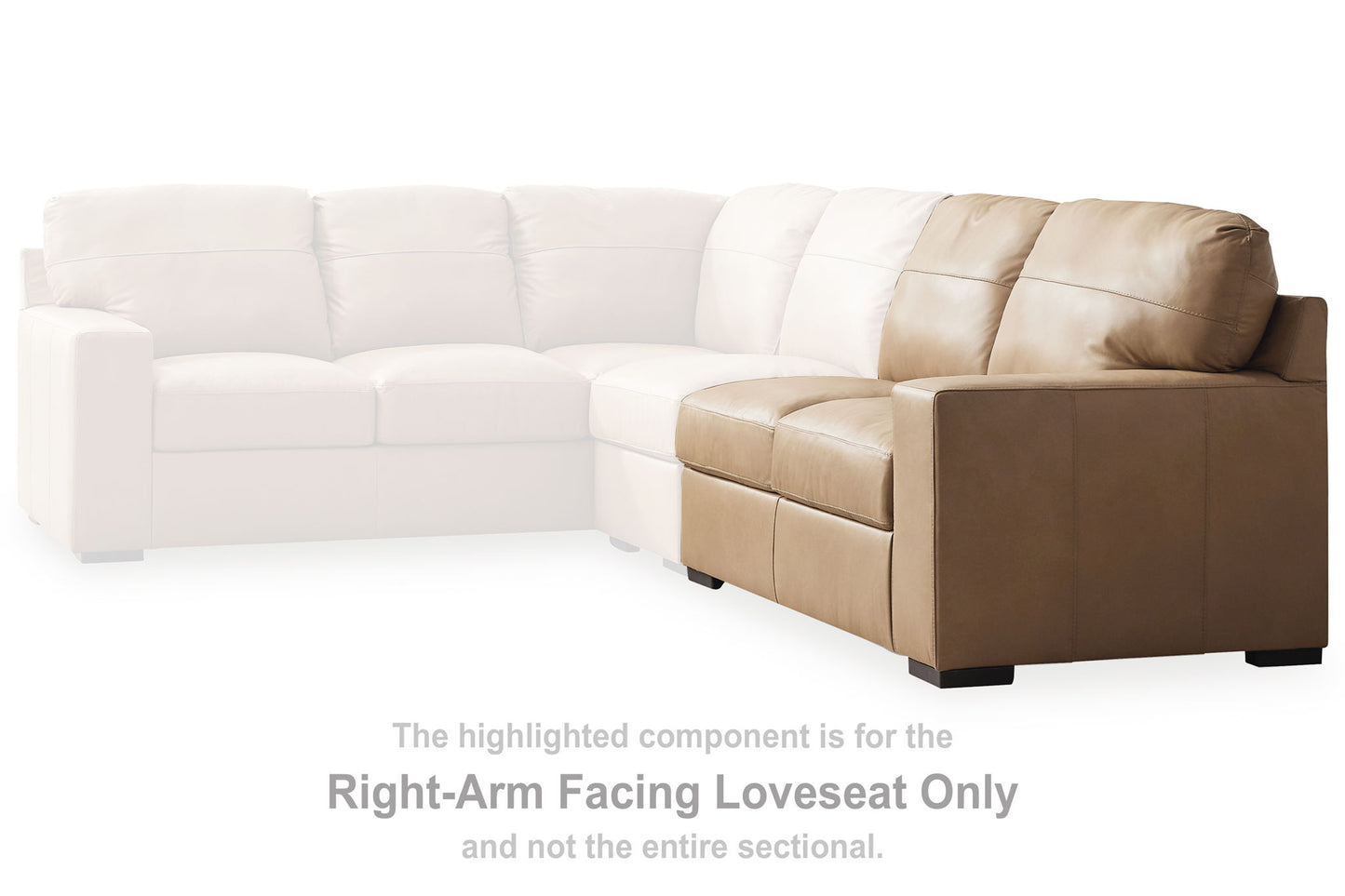 Bandon - Raf Loveseat - Leather Match - Toffee