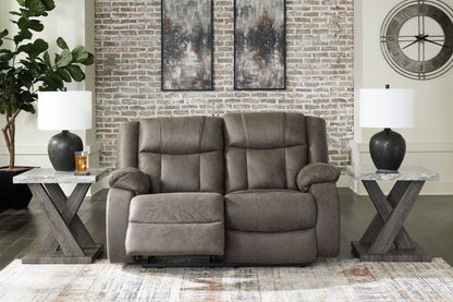 First Base - Reclining Loveseat - Faux Leather - Gunmetal