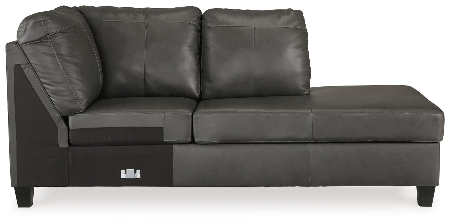 Valderno - Raf Corner Chaise - Leather Match - Fog