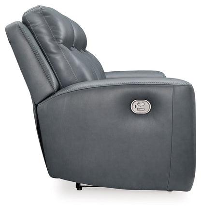 Mindanao - Pwr Reclining Sofa With Adj Headrest - Leather Match - Steel