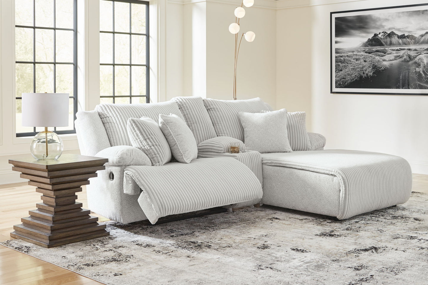 Top Tier - 3-Piece Reclining Sectional Sofa With Raf Chaise - Fabric - Alloy