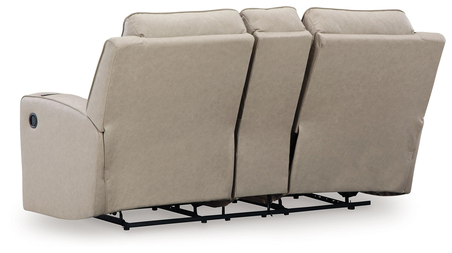 Lavenhorne - Dbl Reclining Loveseat W/Console - Faux Leather - Pebble