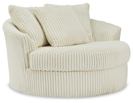 Lindyn - Oversized Swivel Accent Chair - Fabric - Ivory