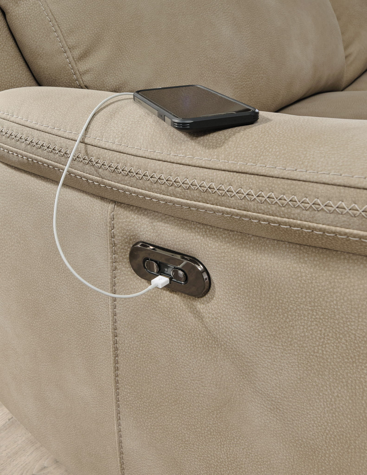 Next-Gen Durapella - Power Reclining Loveseat With Console/Headrest - Sand