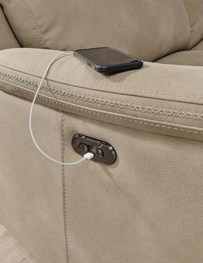 Next-Gen Durapella - Power Reclining Loveseat With Console/Headrest - Sand