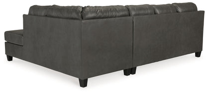 Valderno - 2-Piece Sectional With Raf Corner Chaise - Leather Match - Fog