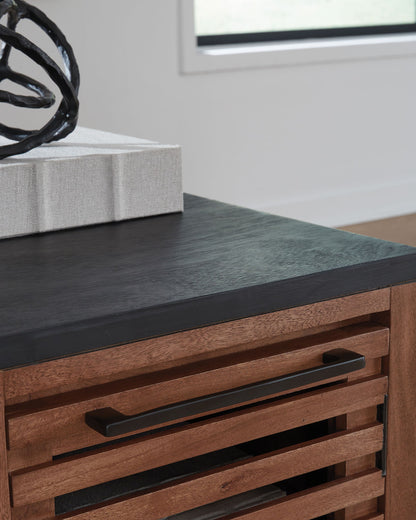 Kallari - Chair Side End Table - Warm Brown / Black