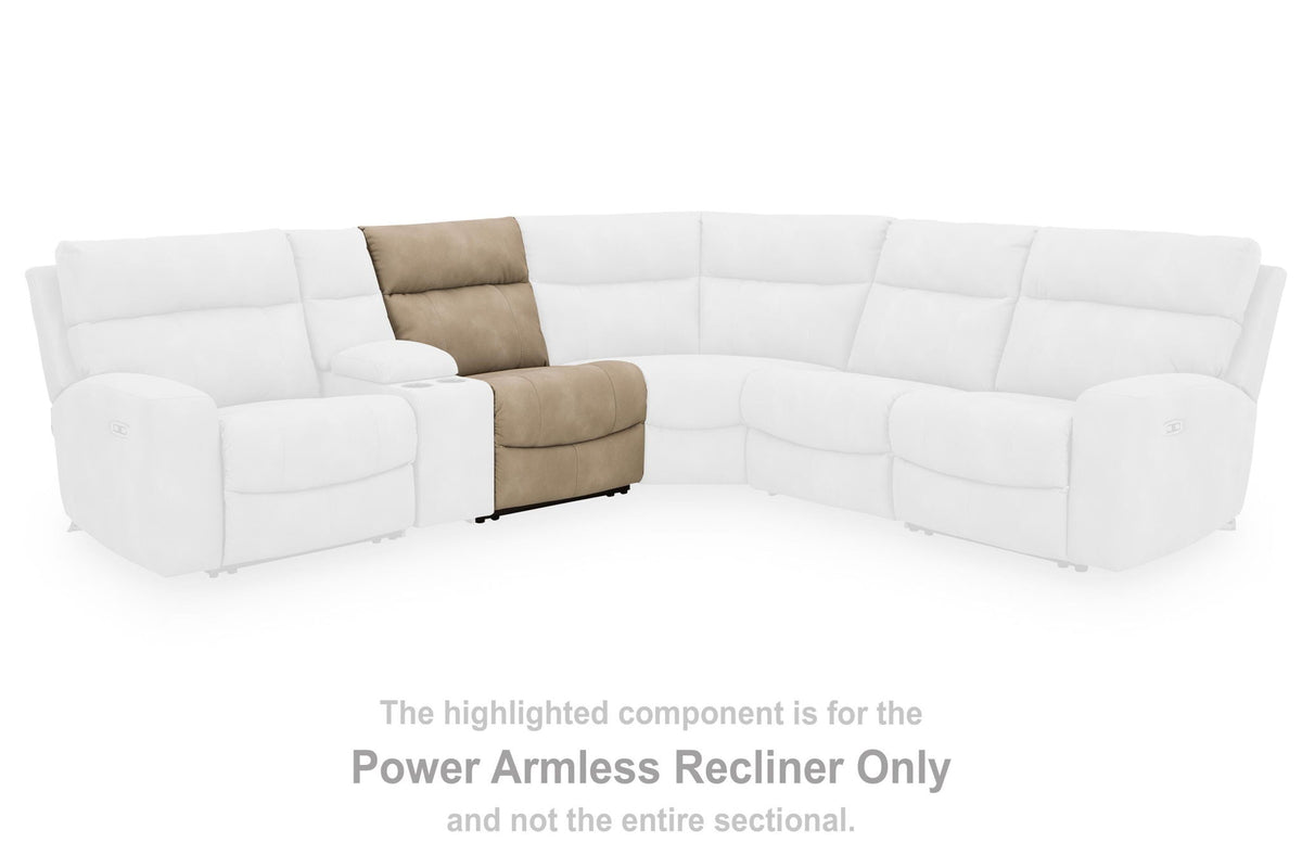 Next-Gen Durapella - Power Armless Recliner With Adj Headrest - Sand - Faux Leather