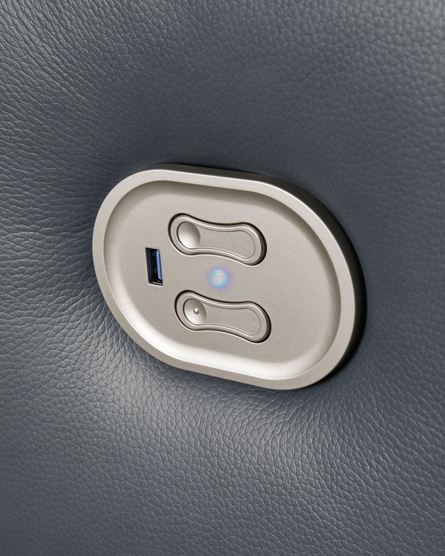 Mindanao - Pwr Reclining Sofa With Adj Headrest - Leather Match - Steel