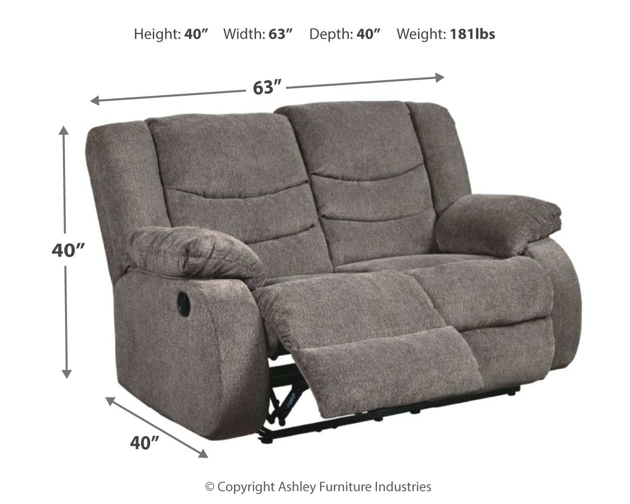 Tulen - Reclining Loveseat - Dark Gray