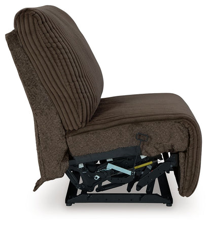 Top Tier - Armless Recliner - Fabric - Chocolate