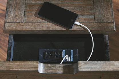 Tyler Creek - Chair Side End Table - Grayish Brown / Black