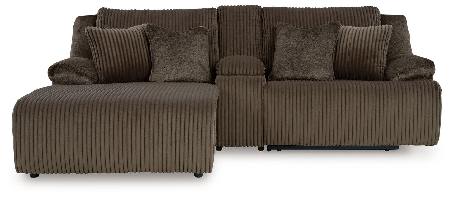 Top Tier - 3-Piece Reclining Sectional Sofa With Laf Press Back Chaise - Fabric - Chocolate