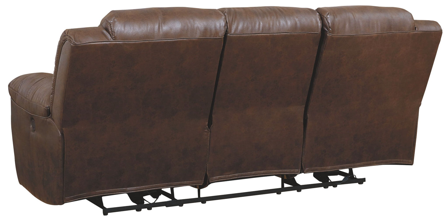 Stoneland - Reclining Sofa - Faux Leather - Chocolate