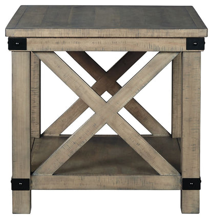 Aldwin - Rectangular End Table - Crossbuck Styling - Gray