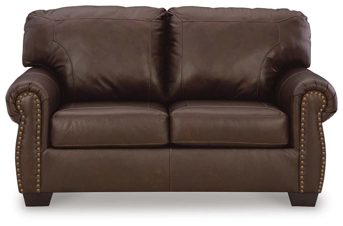 Colleton - Loveseat - Dark Brown - Leather Match